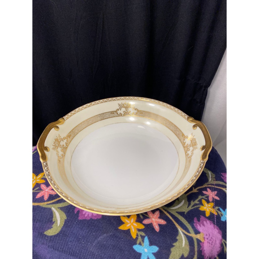 Meito China Hand Painted Vegetable / Serving Bowl / Dish Heavy Metallic Gold